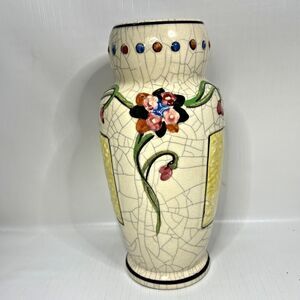 Floral Ceramic Hand Painted Vase Made Japan Cottage Core Shabby Decor 1960s Vtg